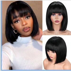 Short Black Bob Wig with Bangs